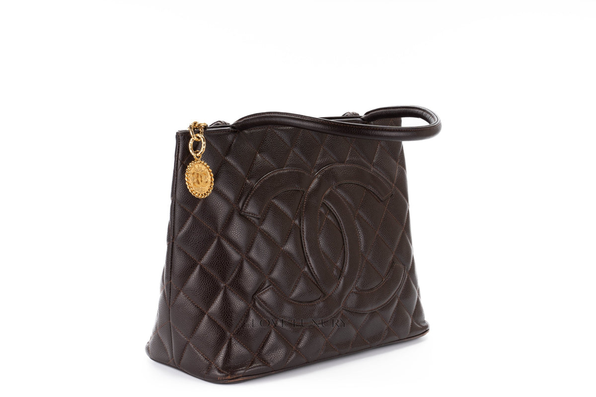 Chanel Tote Quilted Medallion Vintage Brown Caviar - view 2