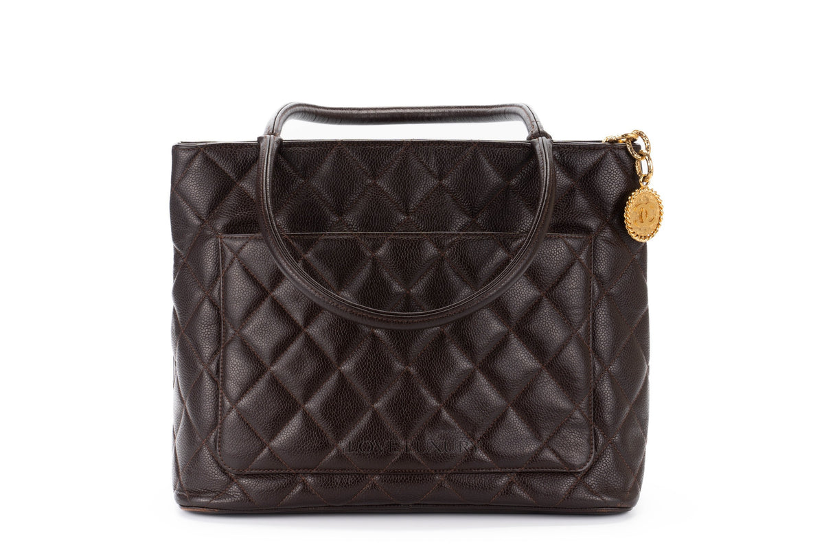 Chanel Tote Quilted Medallion Vintage Brown Caviar - view 3