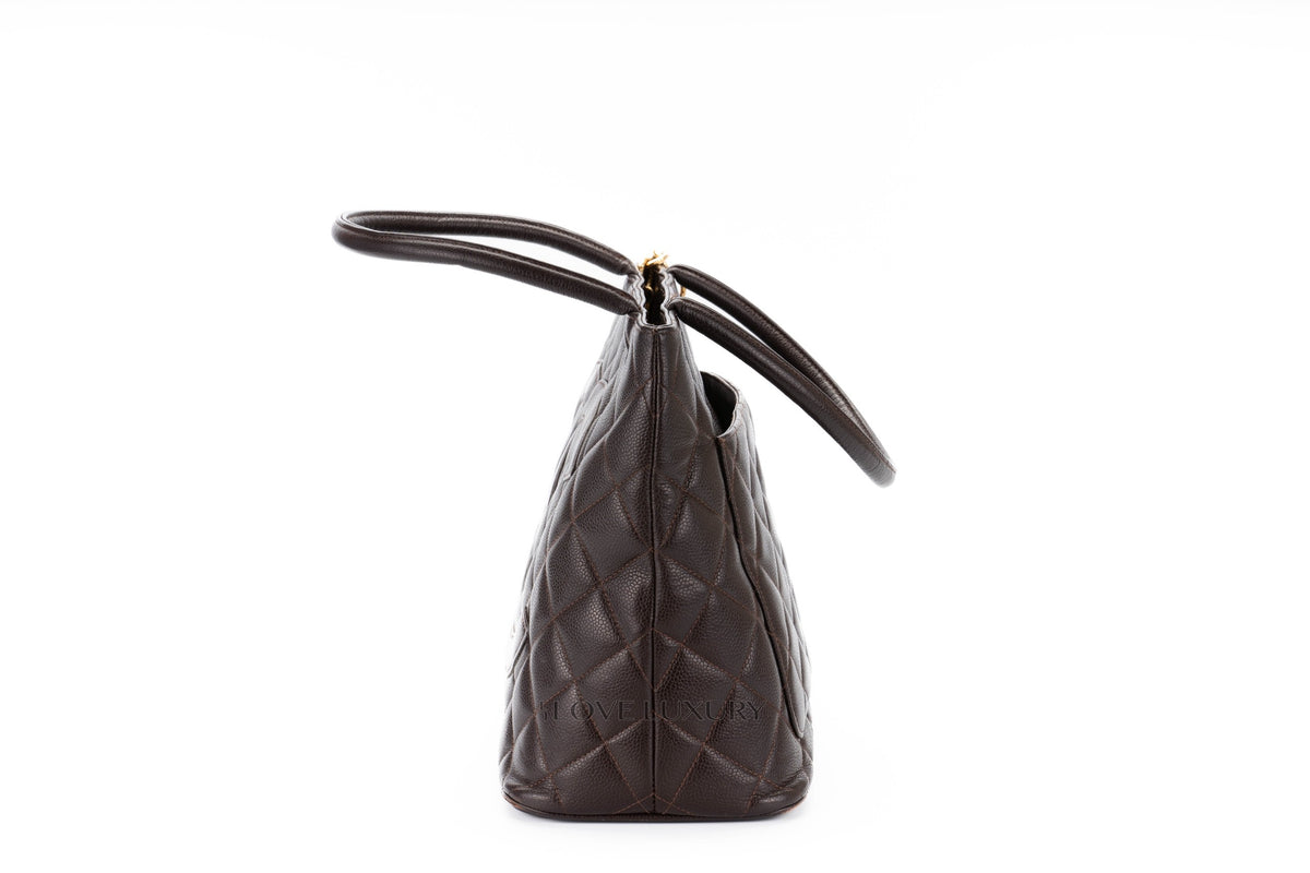 Chanel Tote Quilted Medallion Vintage Brown Caviar - view 4
