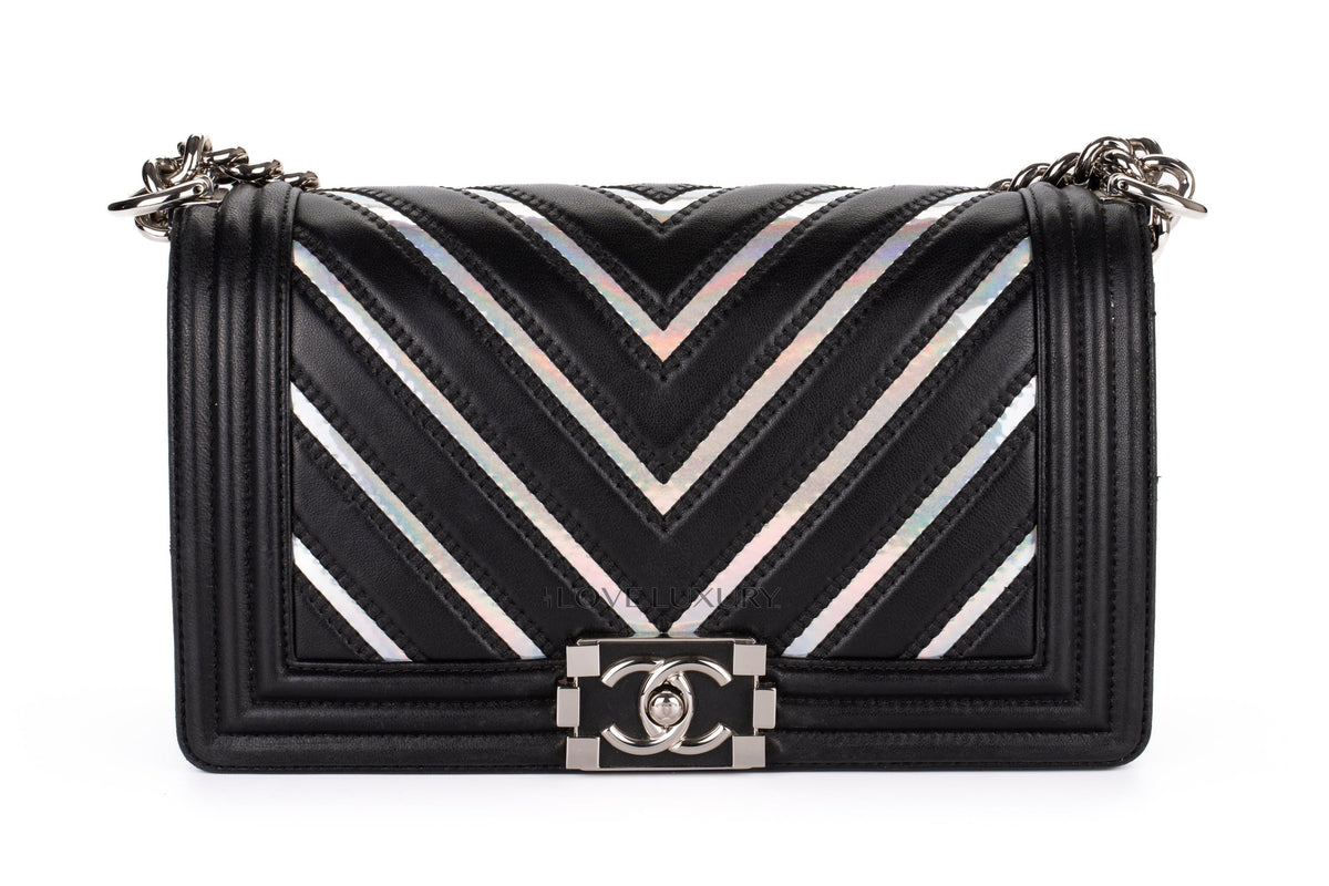 Chanel Medium Boy Black Holographic PVC Patent - view 1