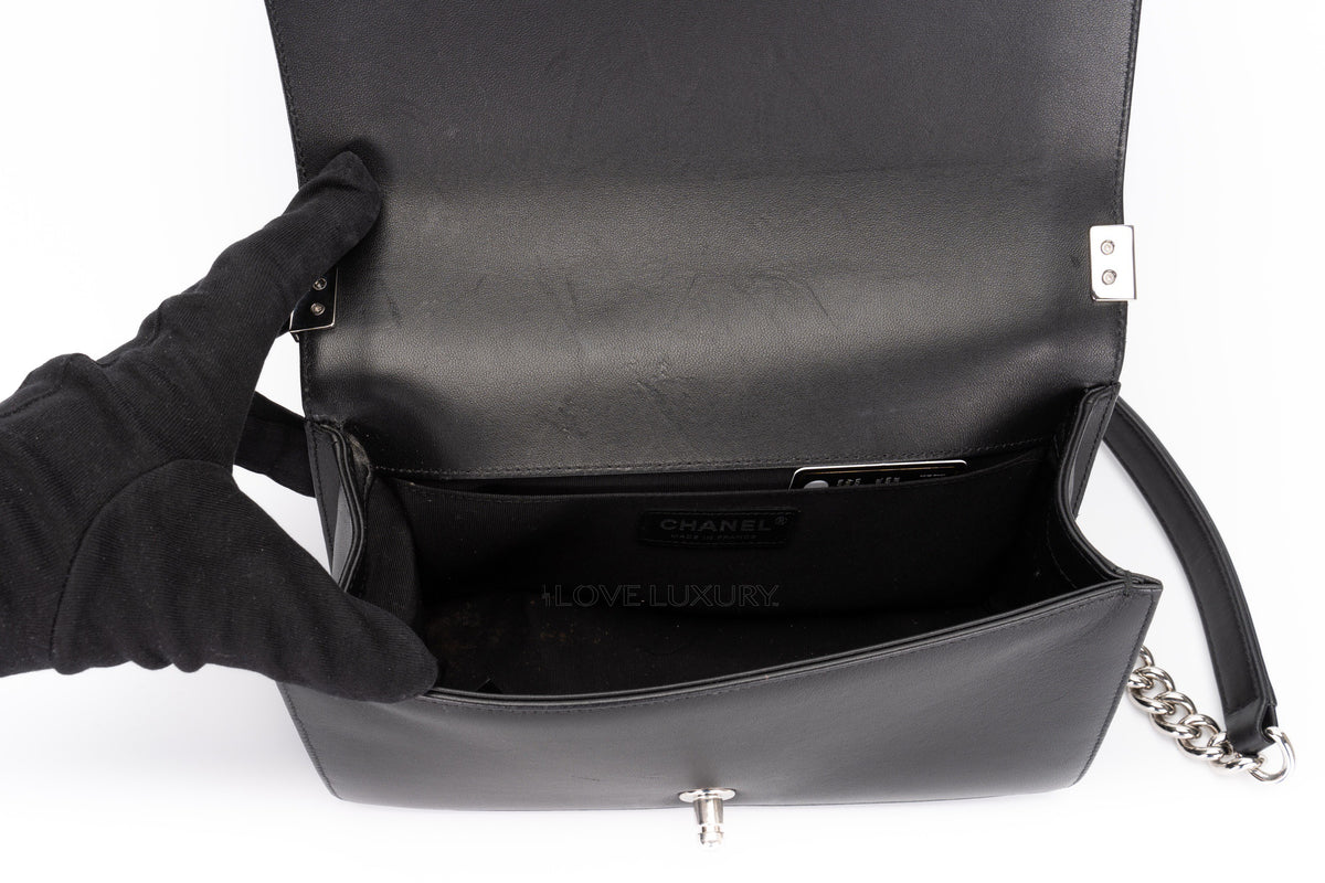 Chanel Medium Boy Black Holographic PVC Patent - view 11