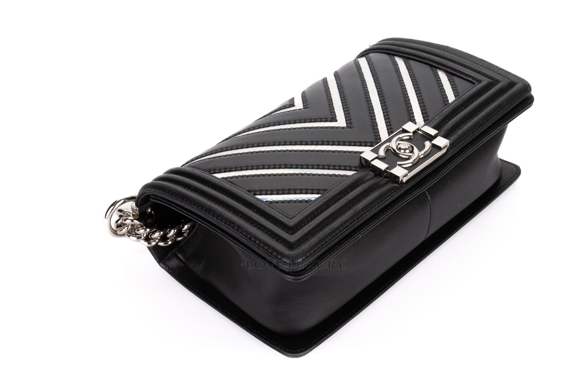 Chanel Medium Boy Black Holographic PVC Patent - view 13