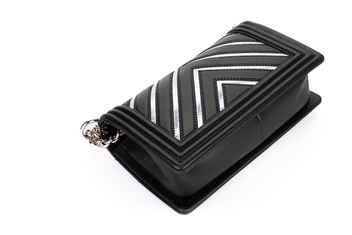 Chanel Medium Boy Black Holographic PVC Patent - view 15