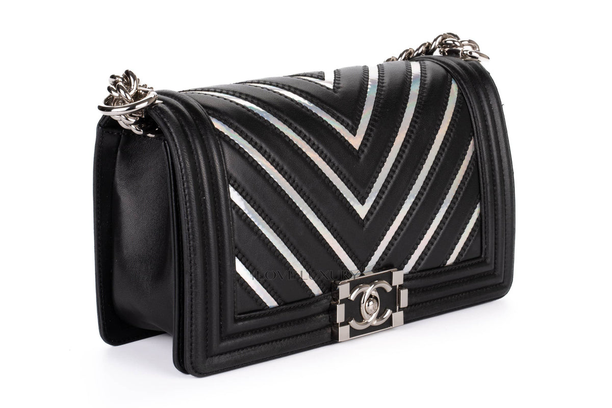 Chanel Medium Boy Black Holographic PVC Patent - view 2