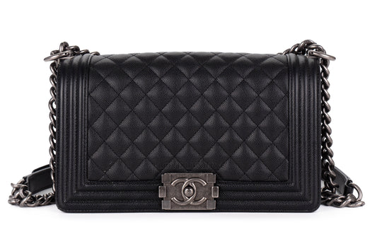Chanel Medium Boy Black Caviar Silver Hardware - view 1