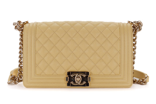 Chanel Medium Boy Pale Yellow Caviar Light Gold Hardware - view 1