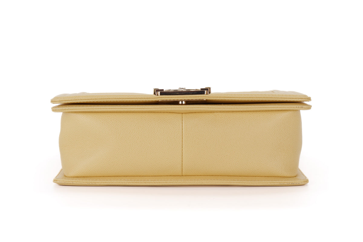 Chanel Medium Boy Pale Yellow Caviar Light Gold Hardware - view 6