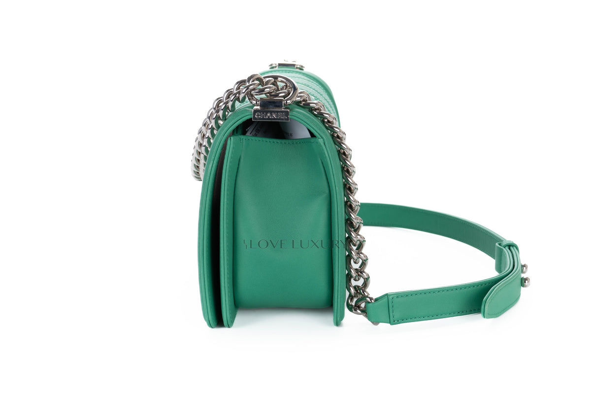 Chanel Medium Boy Green Holographic PVC Patent - view 4