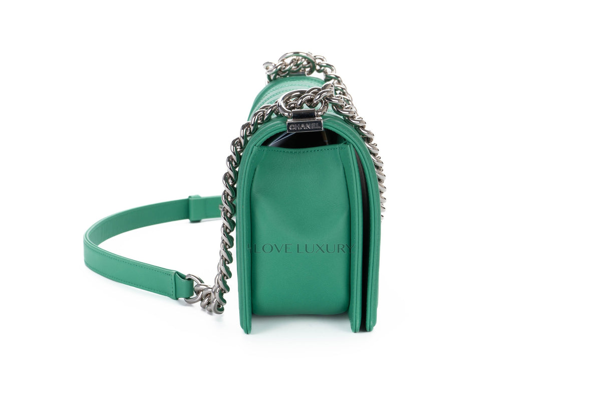 Chanel Medium Boy Green Holographic PVC Patent - view 5