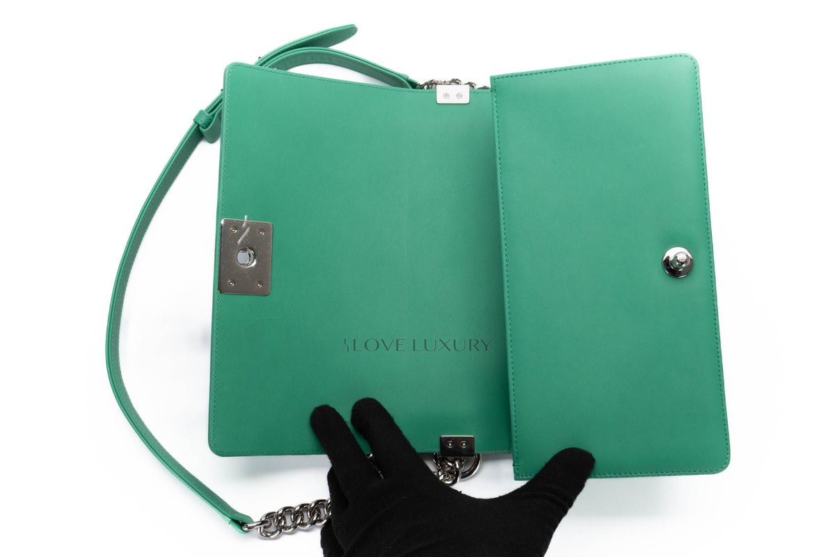 Chanel Medium Boy Green Holographic PVC Patent - view 7