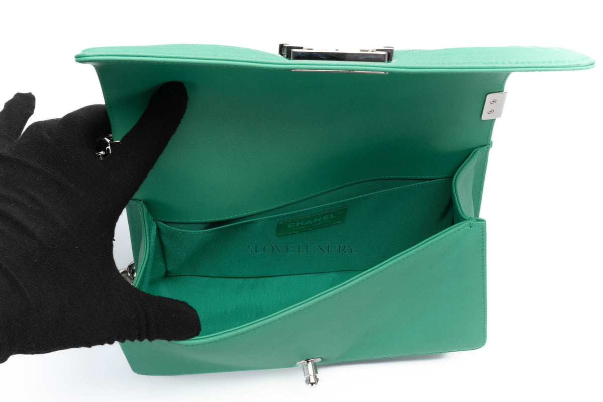 Chanel Medium Boy Green Holographic PVC Patent - view 8