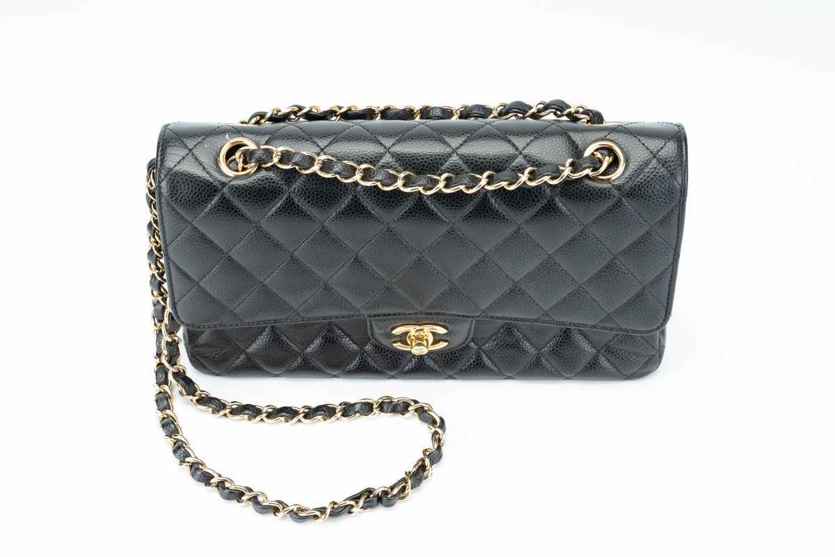 Chanel Medium Classic Flap Black Caviar Gold Hardware - view 15