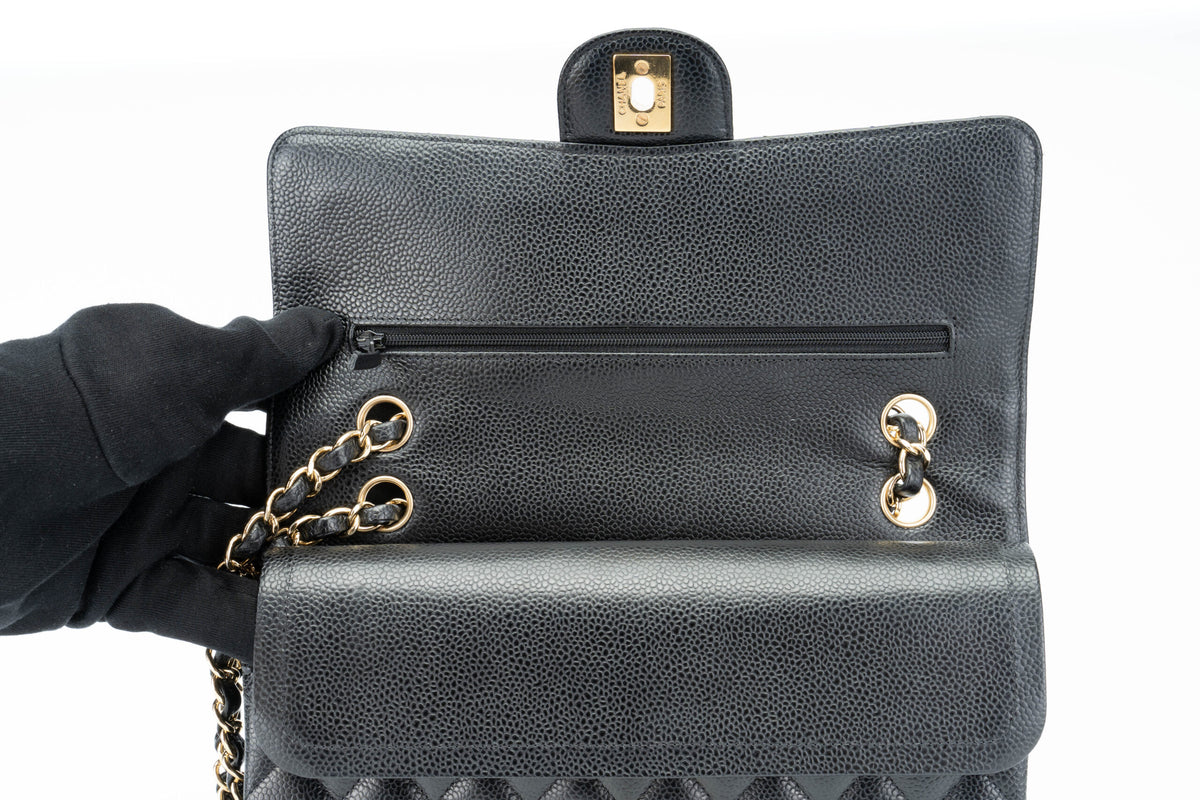 Chanel Medium Classic Flap Black Caviar Gold Hardware - view 12