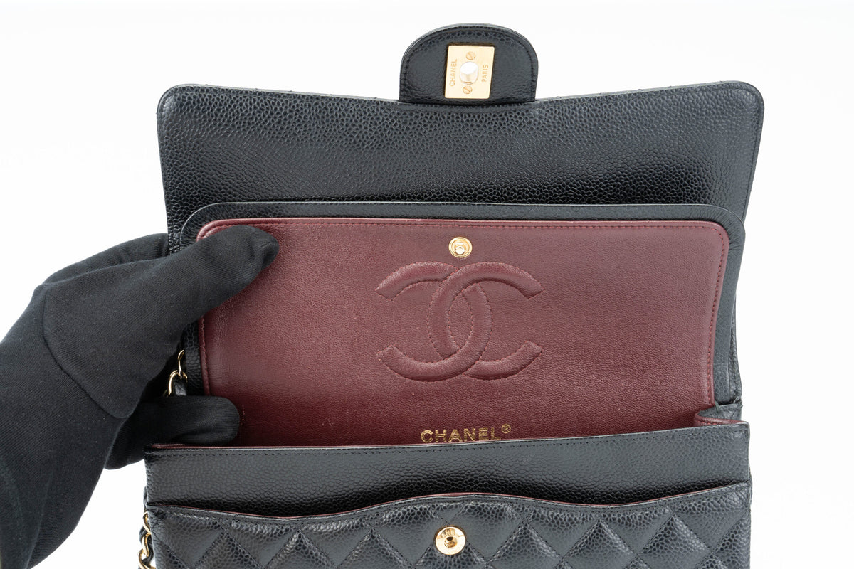Chanel Medium Classic Flap Black Caviar Gold Hardware - view 13
