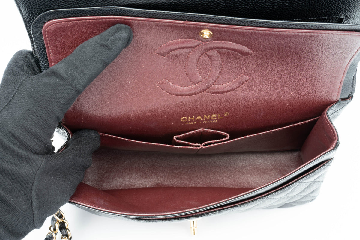 Chanel Medium Classic Flap Black Caviar Gold Hardware - view 14