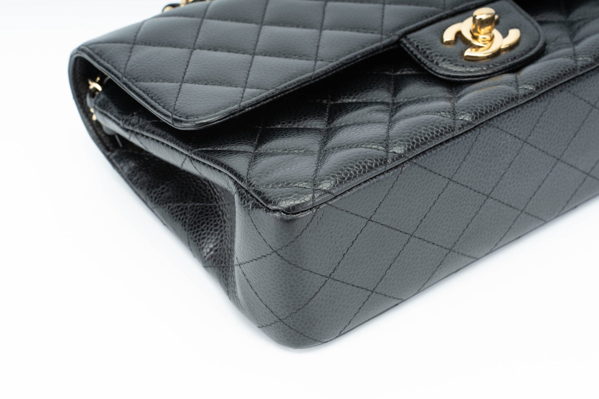 Chanel Medium Classic Flap Black Caviar Gold Hardware - view 8