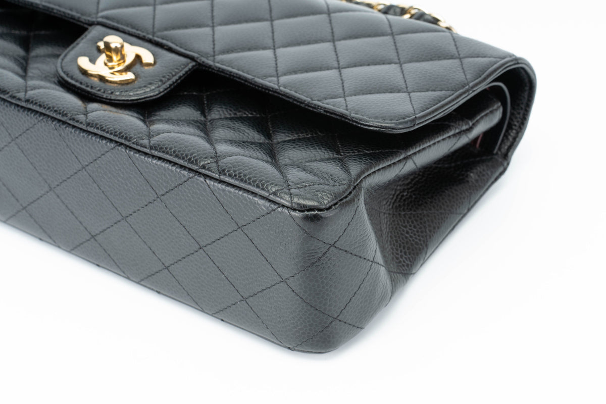 Chanel Medium Classic Flap Black Caviar Gold Hardware - view 9