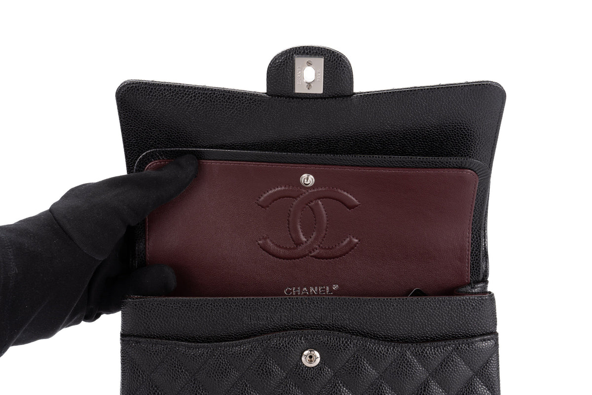 Chanel Medium Classic Flap Black Caviar Silver Hardware - view 10