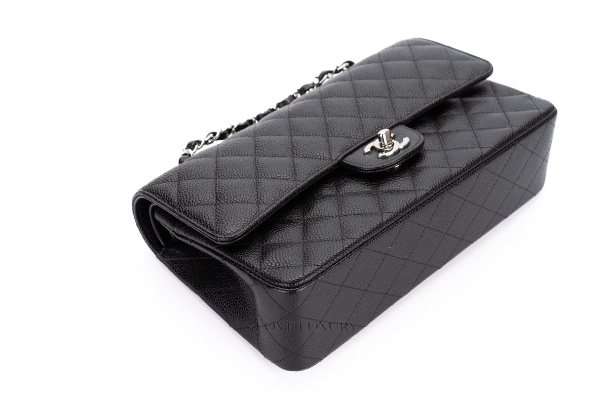 Chanel Medium Classic Flap Black Caviar Silver Hardware - view 12