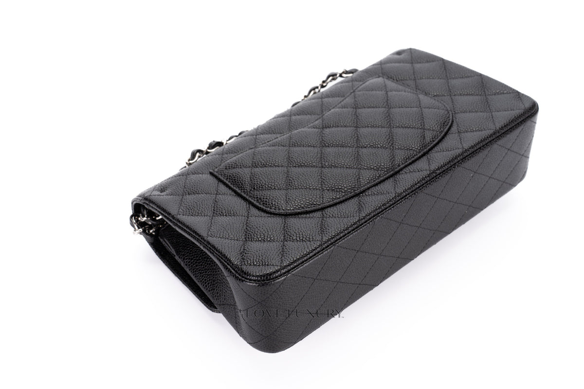 Chanel Medium Classic Flap Black Caviar Silver Hardware - view 14