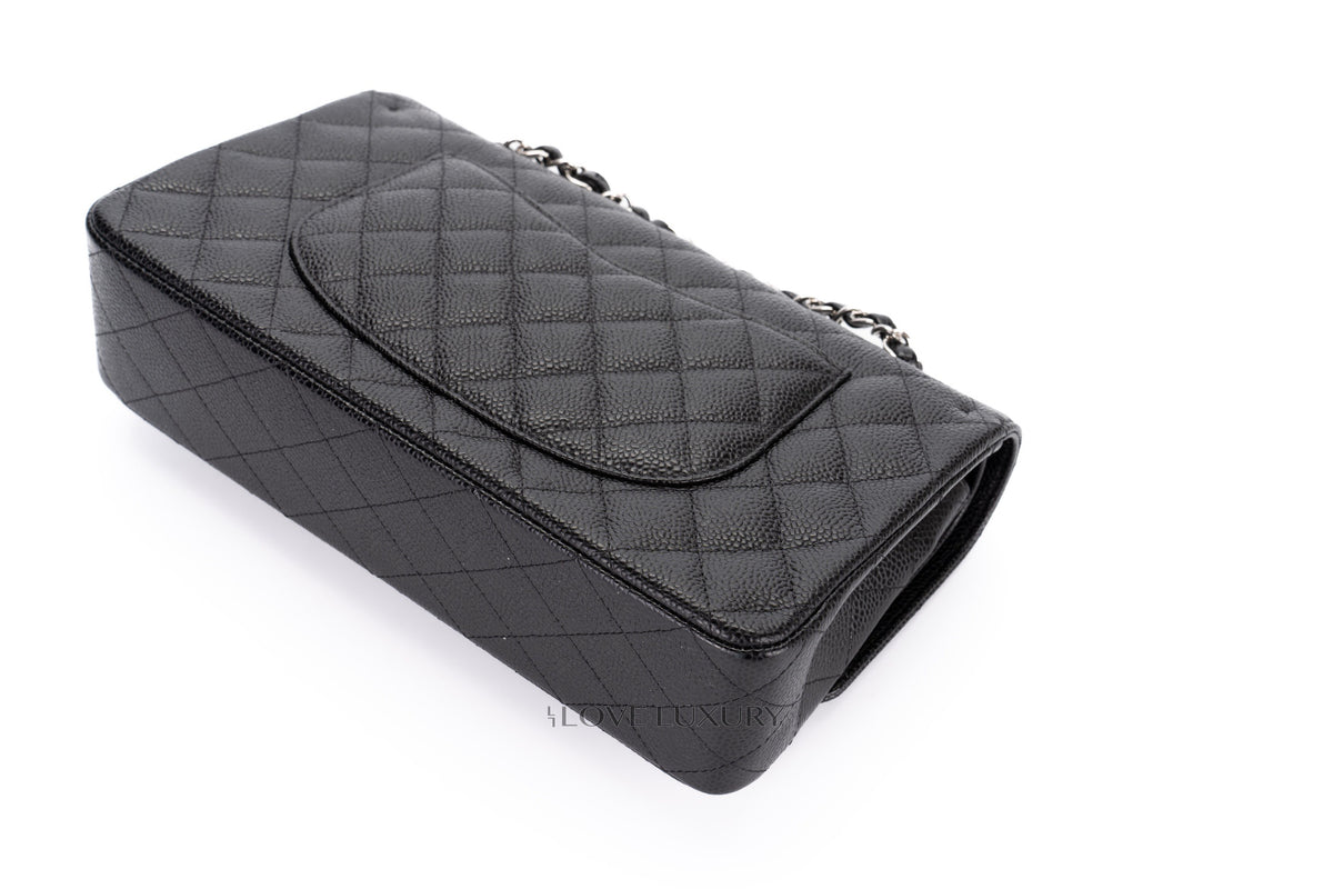 Chanel Medium Classic Flap Black Caviar Silver Hardware - view 15