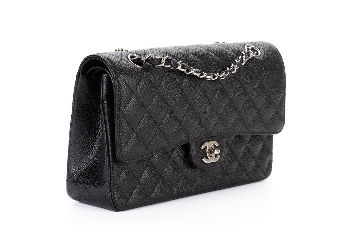 Chanel Medium Classic Flap Black Caviar Silver Hardware - view 2