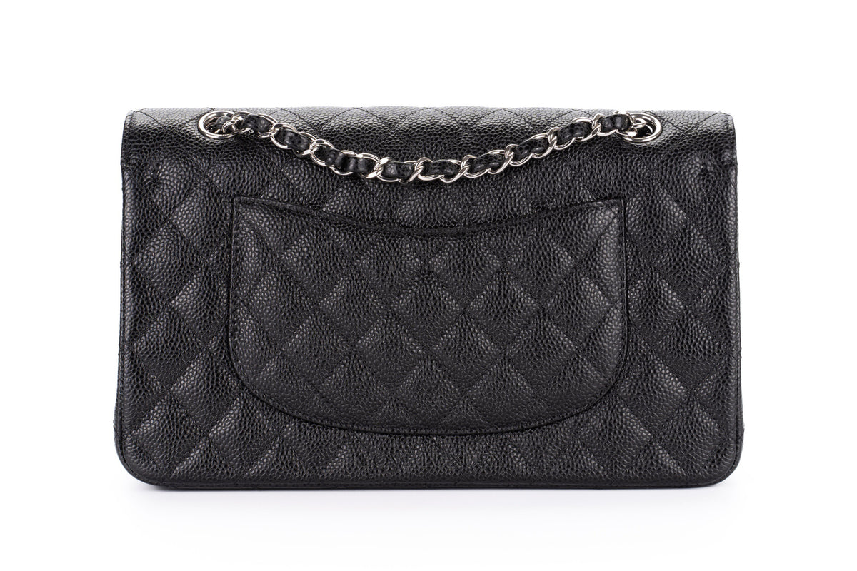 Chanel Medium Classic Flap Black Caviar Silver Hardware - view 3