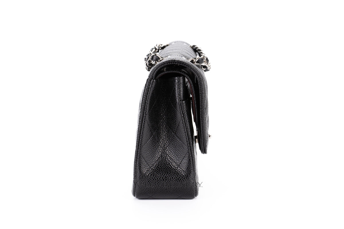 Chanel Medium Classic Flap Black Caviar Silver Hardware - view 5