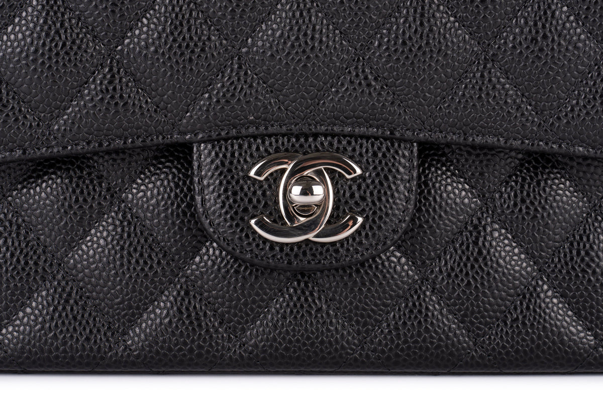 Chanel Medium Classic Flap Black Caviar Silver Hardware - view 7