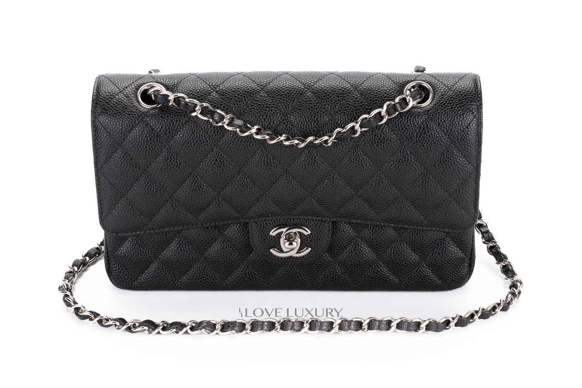 Chanel Medium Classic Flap Black Caviar Silver Hardware - view 8