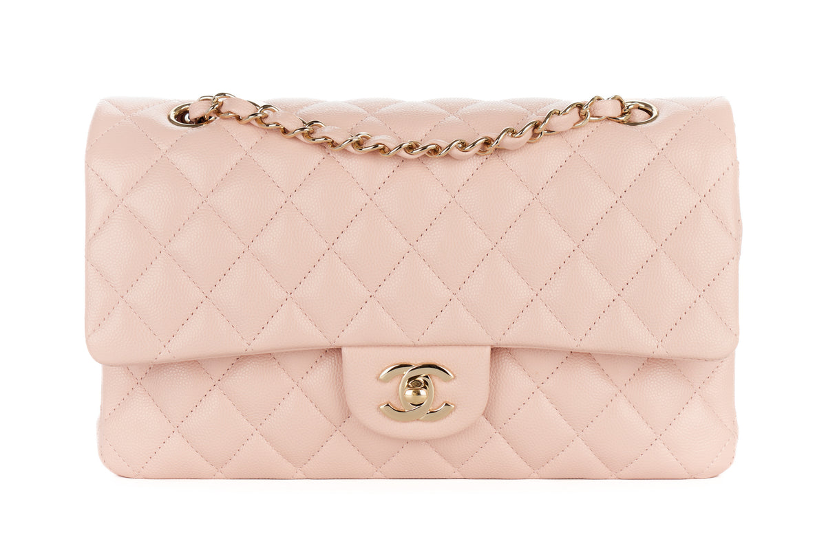 Chanel Medium Classic Double Flap Baby Pink Caviar Champagne Hardware - view 1
