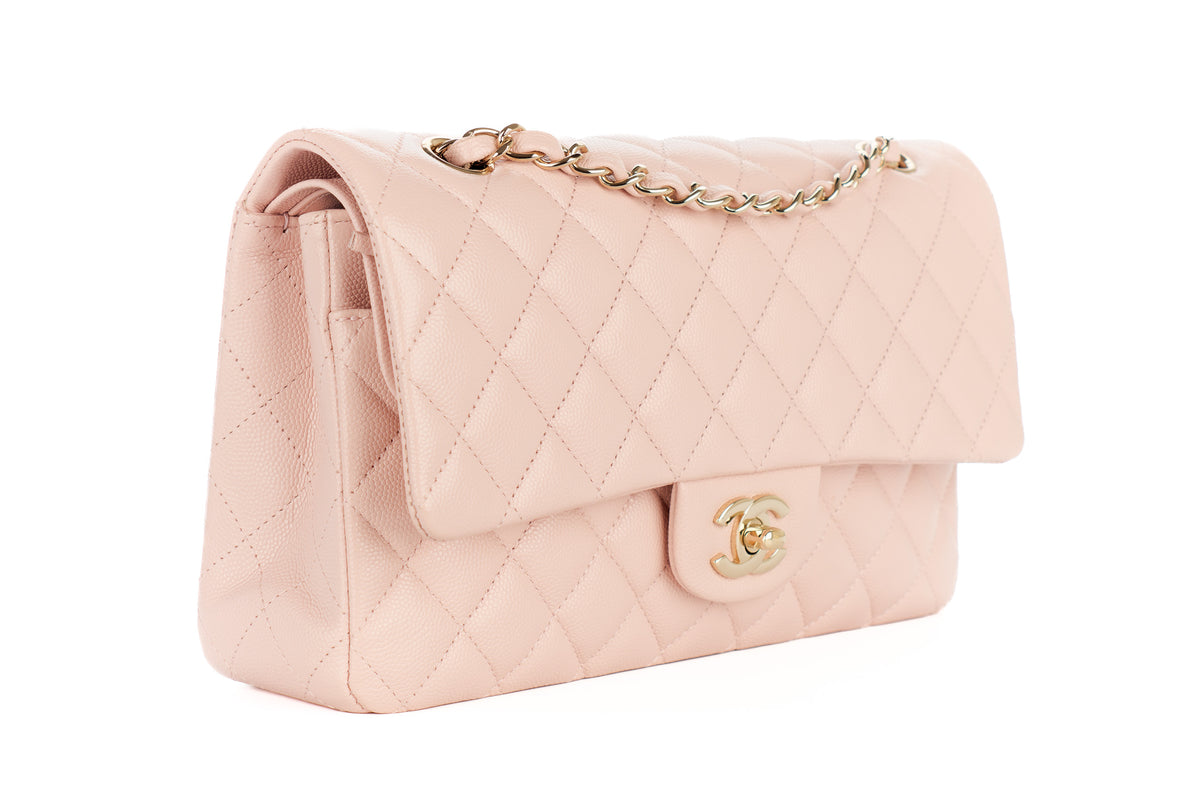 Chanel Medium Classic Double Flap Baby Pink Caviar Champagne Hardware - view 2