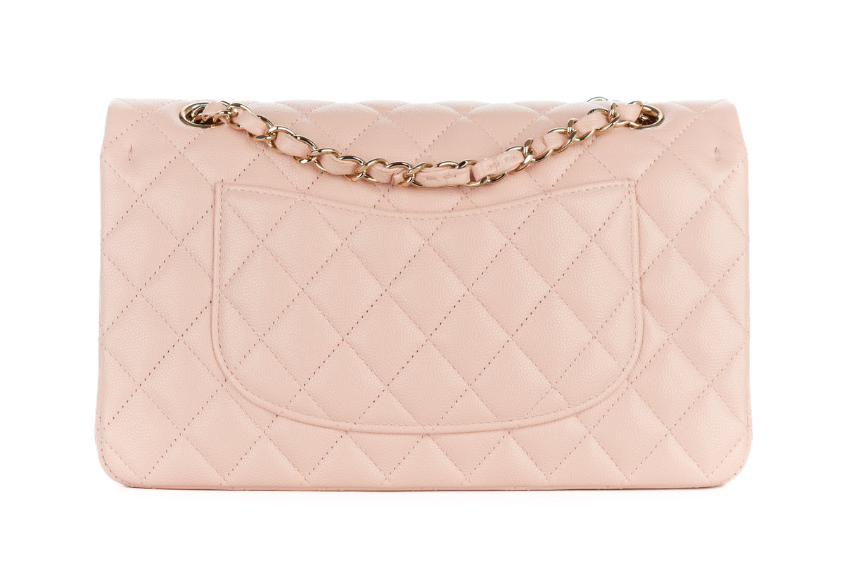 Chanel Medium Classic Double Flap Baby Pink Caviar Champagne Hardware - view 3