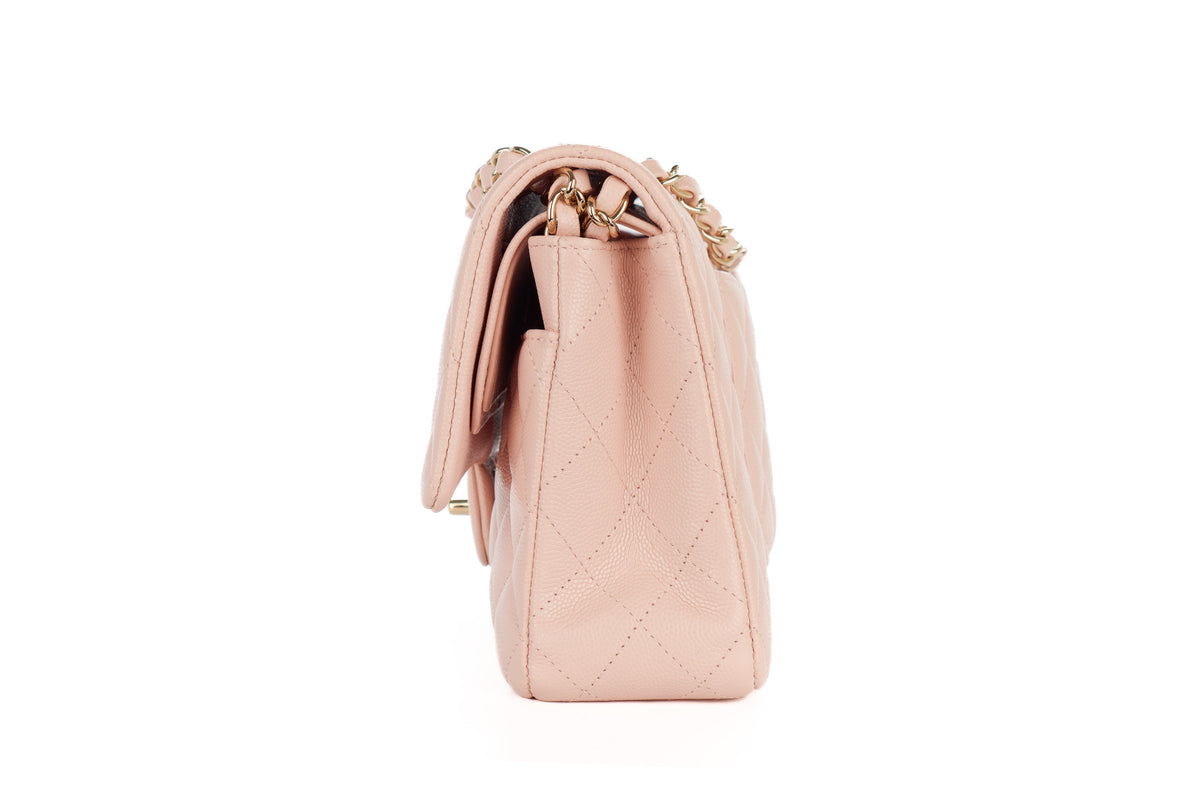 Chanel Medium Classic Double Flap Baby Pink Caviar Champagne Hardware - view 4