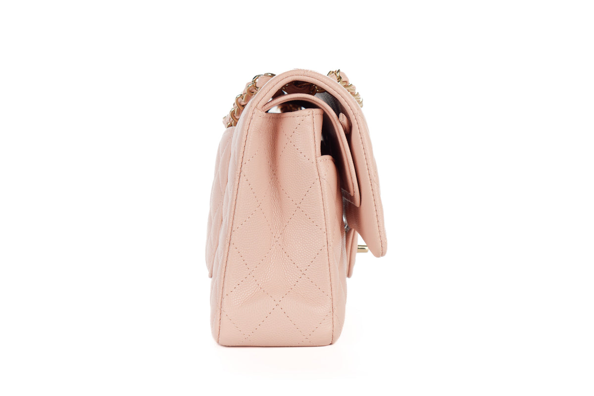 Chanel Medium Classic Double Flap Baby Pink Caviar Champagne Hardware - view 5