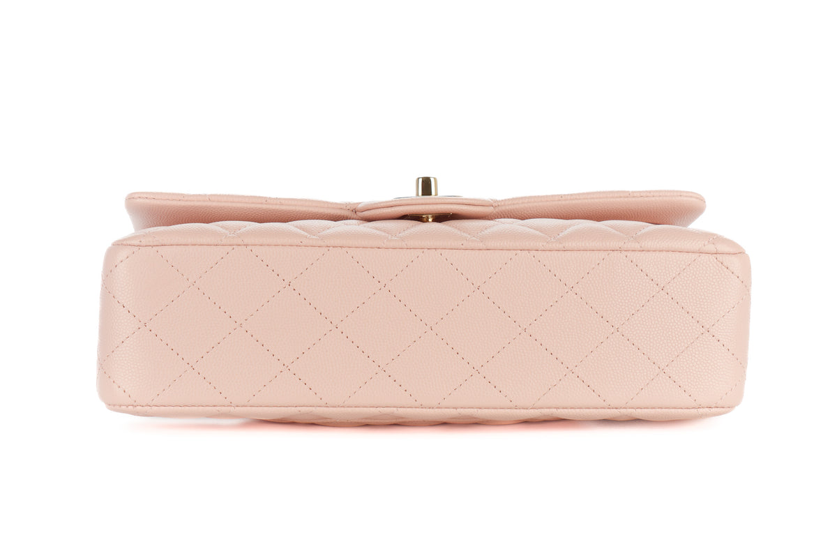 Chanel Medium Classic Double Flap Baby Pink Caviar Champagne Hardware - view 6