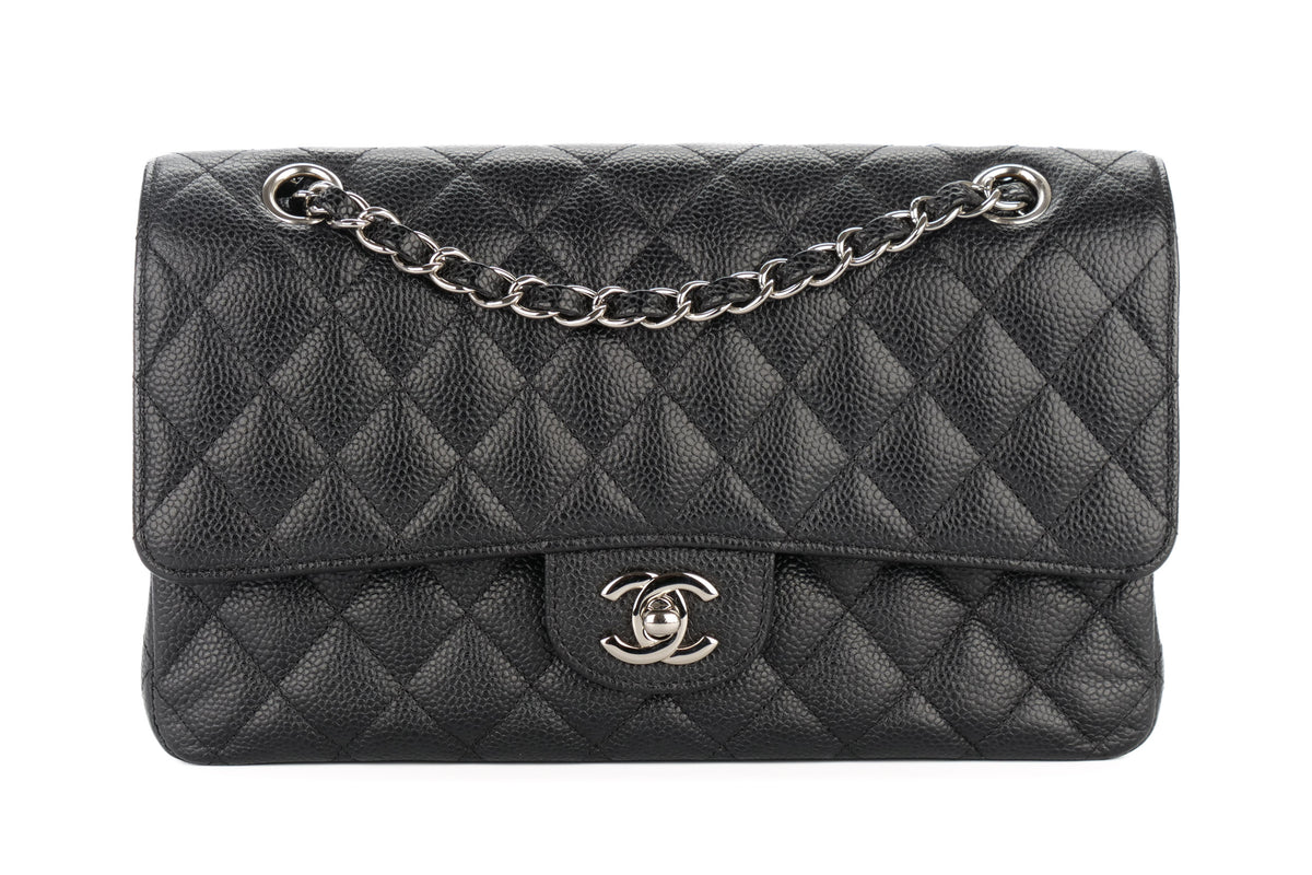 Chanel Medium Classic Double Flap Black Caviar Silver Hardware - view 1