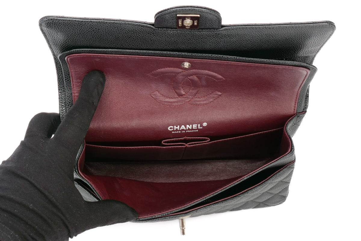 Chanel Medium Classic Double Flap Black Caviar Silver Hardware - view 10