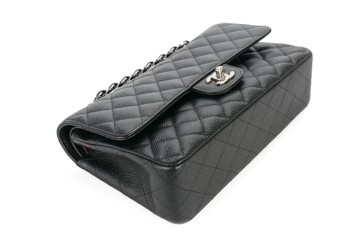 Chanel Medium Classic Double Flap Black Caviar Silver Hardware - view 12