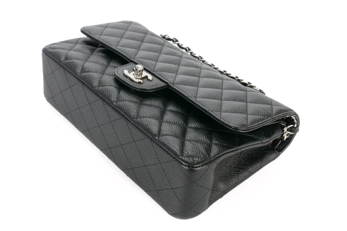 Chanel Medium Classic Double Flap Black Caviar Silver Hardware - view 13
