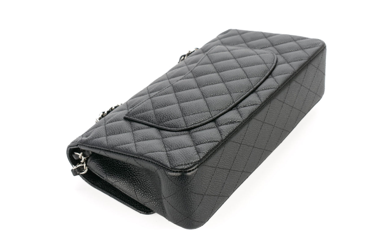 Chanel Medium Classic Double Flap Black Caviar Silver Hardware - view 14