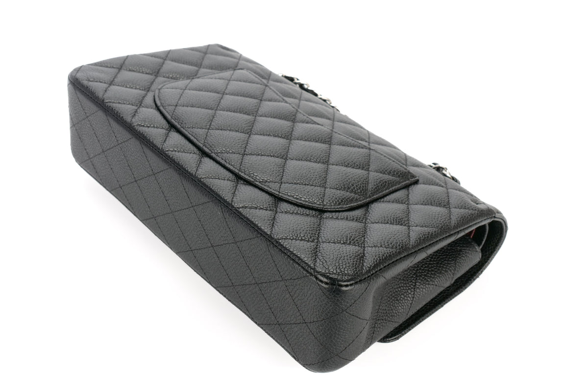 Chanel Medium Classic Double Flap Black Caviar Silver Hardware - view 15