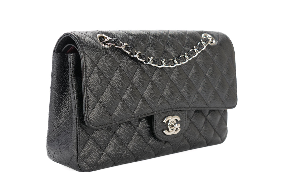 Chanel Medium Classic Double Flap Black Caviar Silver Hardware - view 2