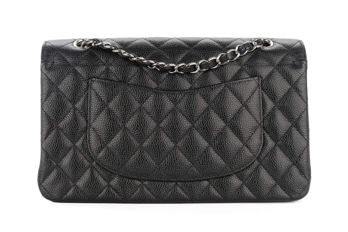 Chanel Medium Classic Double Flap Black Caviar Silver Hardware - view 3