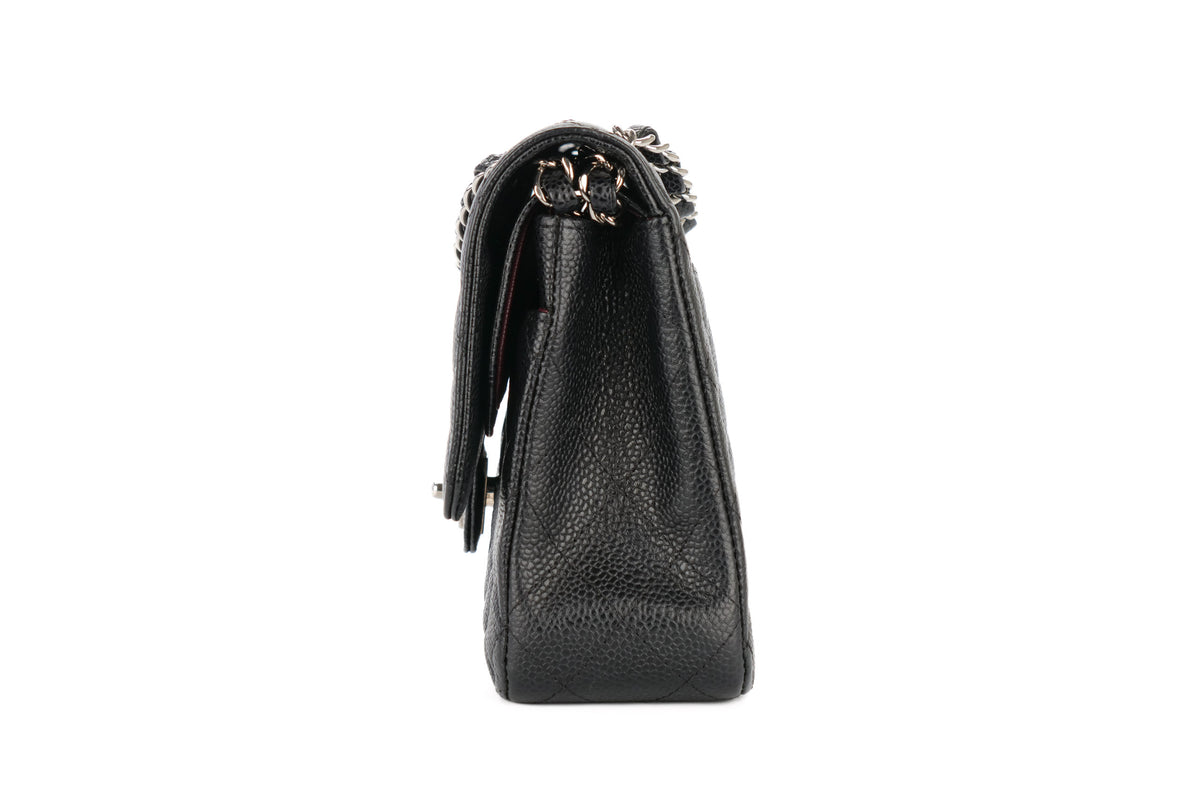 Chanel Medium Classic Double Flap Black Caviar Silver Hardware - view 4