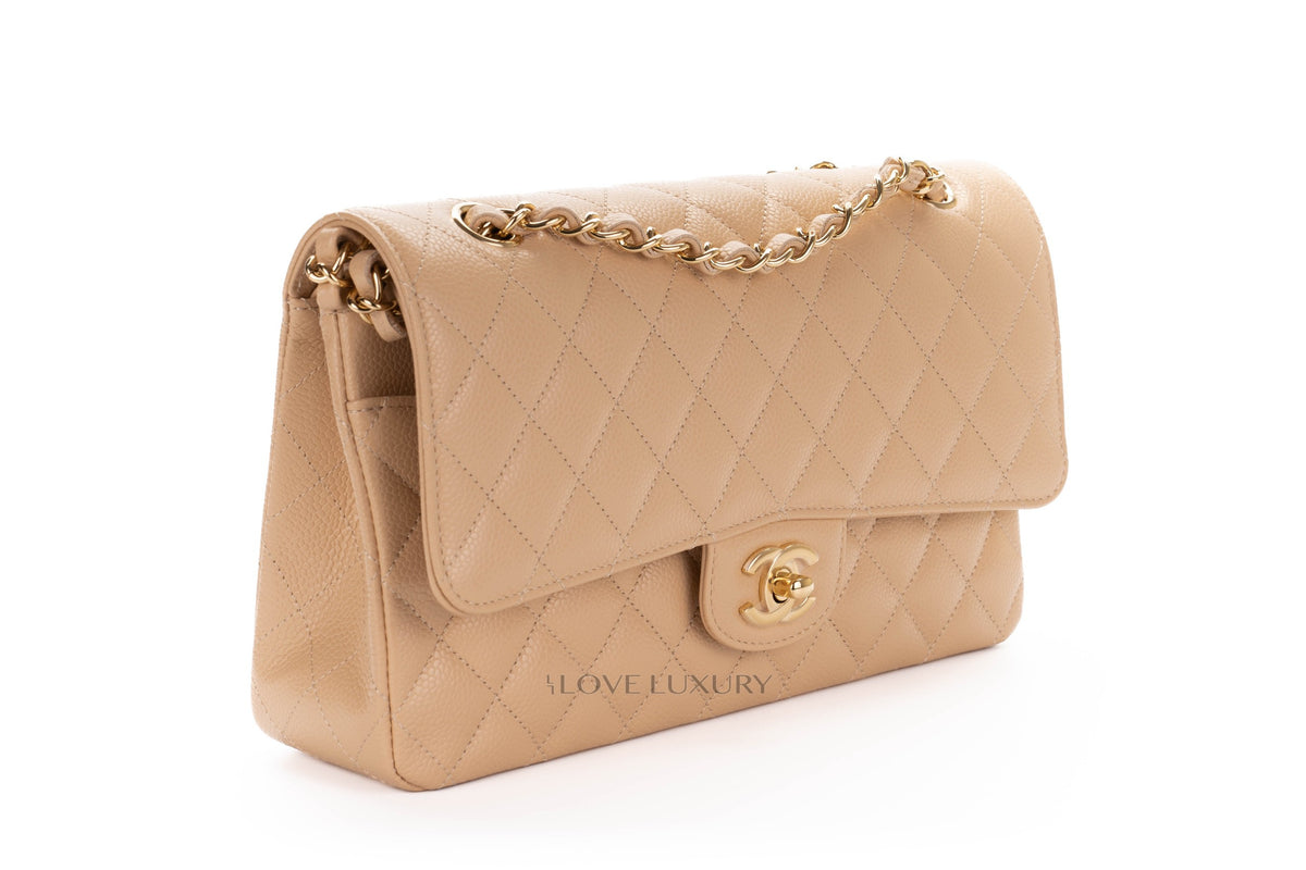 Chanel Medium Classic Flap Beige Clair Caviar - view 2