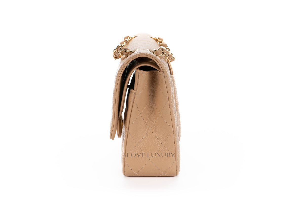 Chanel Medium Classic Flap Beige Clair Caviar - view 4