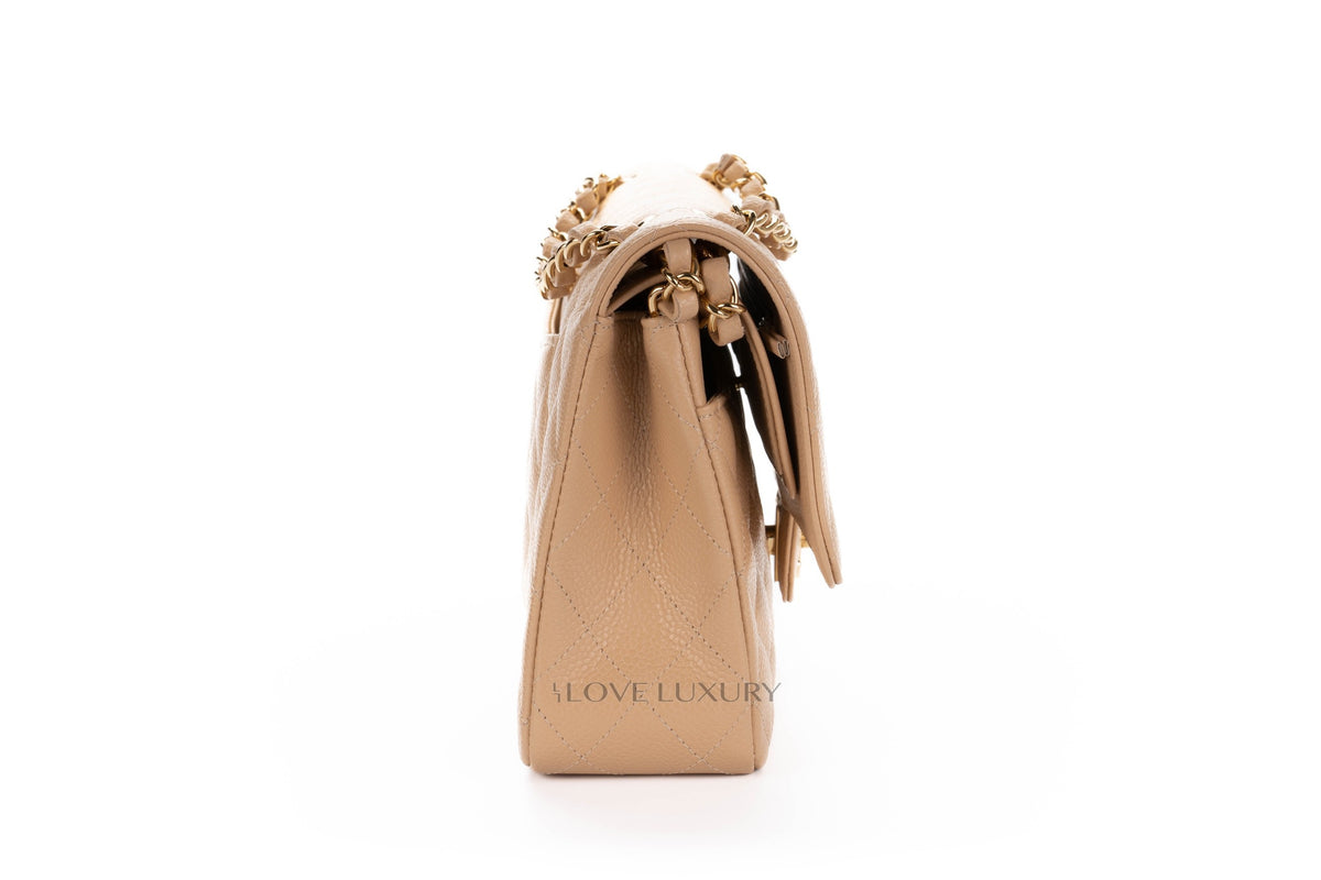 Chanel Medium Classic Flap Beige Clair Caviar - view 5