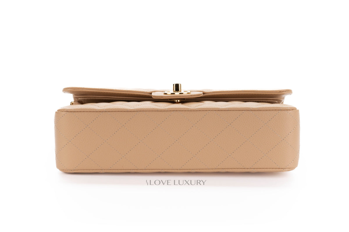 Chanel Medium Classic Flap Beige Clair Caviar - view 6
