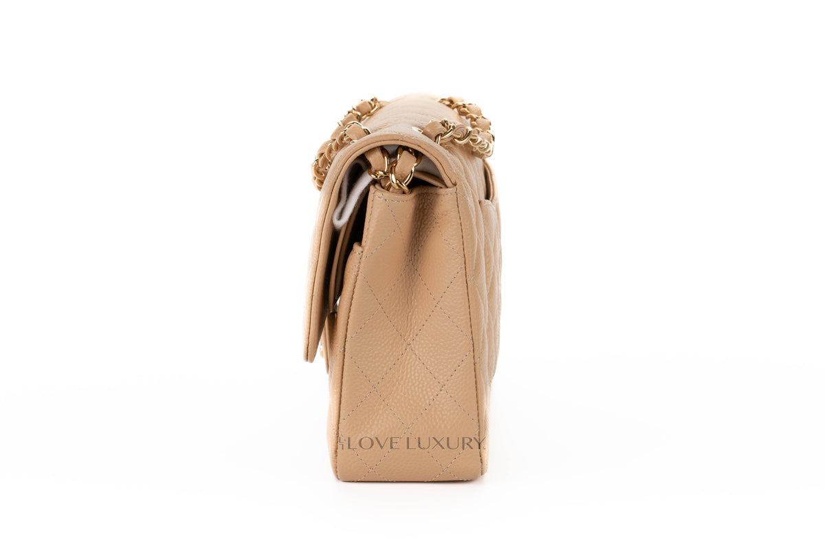 Chanel Medium Classic Flap Beige Clair Gold Hardware - view 4